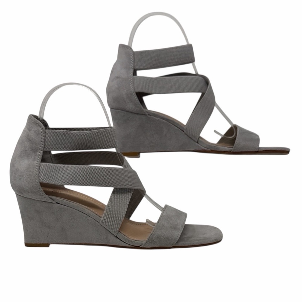 Dream Pairs Innis Faux Suede Crossover Ankle Straps Gray Low Wedges Size 8